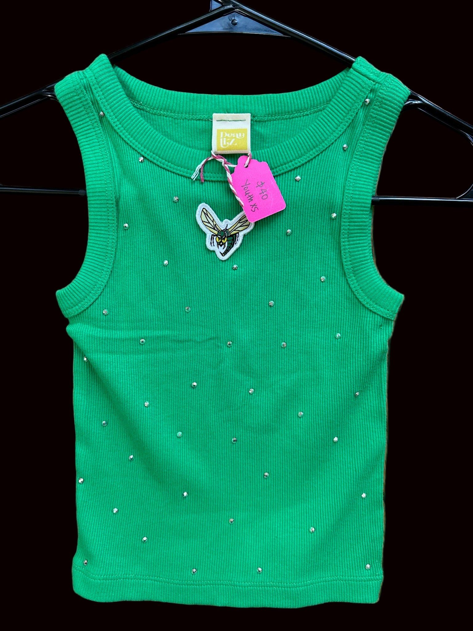 Green Edina Bedazzled Tank Top