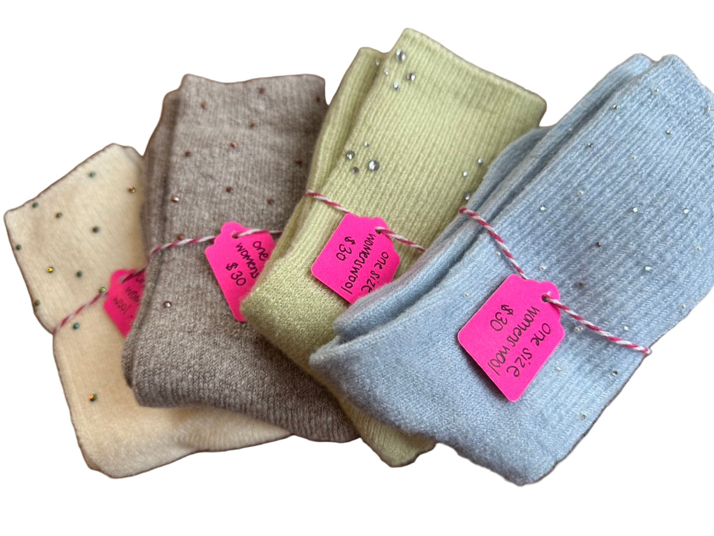 Womens Wool Jeweled Socks -one size