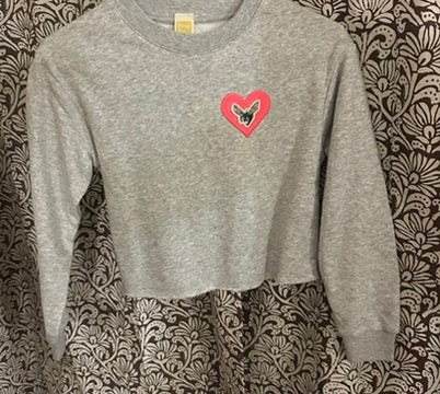 Grey Crop Heart & Hornet Crewneck