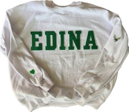 Adult Edina White Crewneck