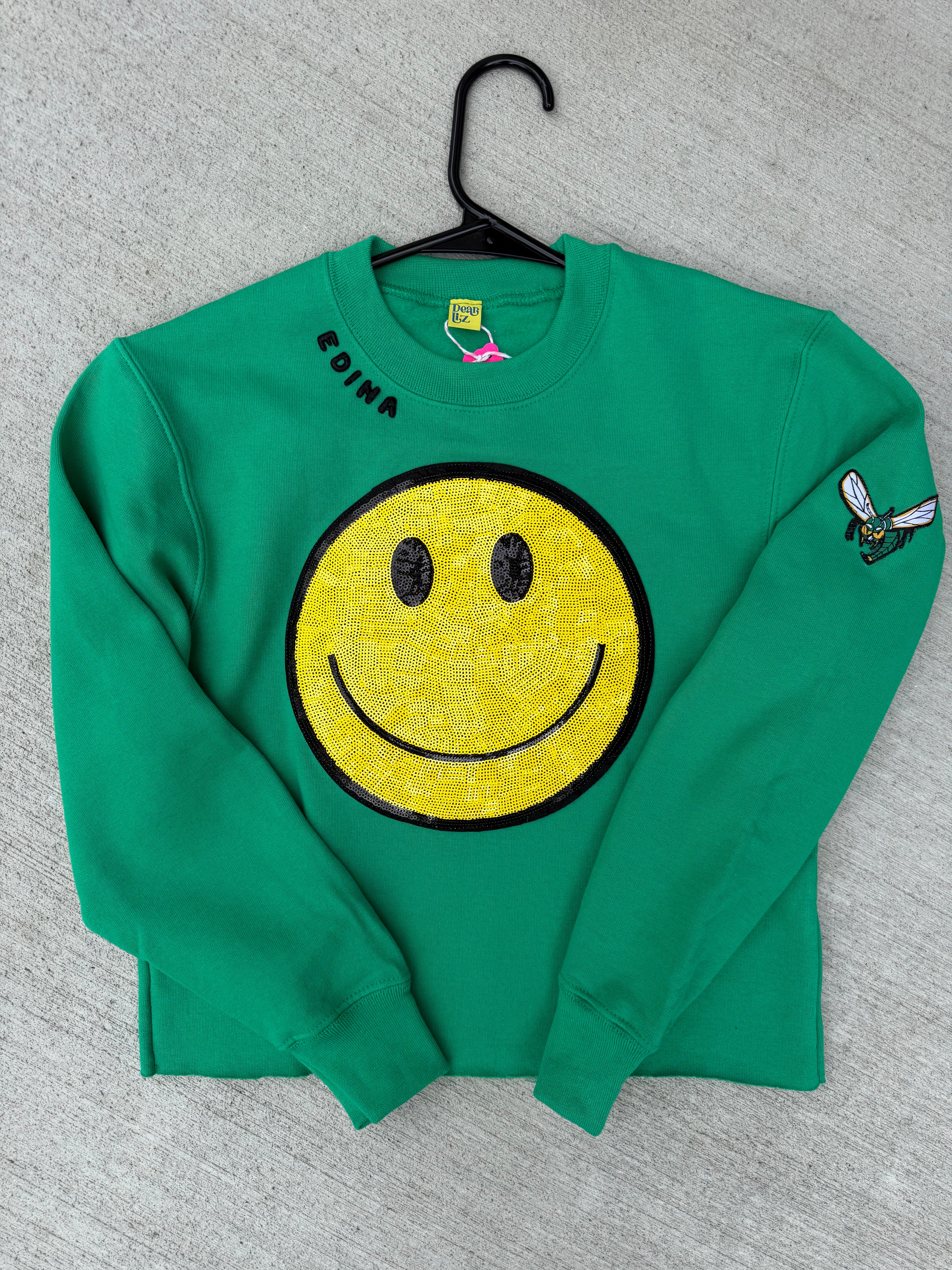 Youth Smiley Sequin Crewneck
