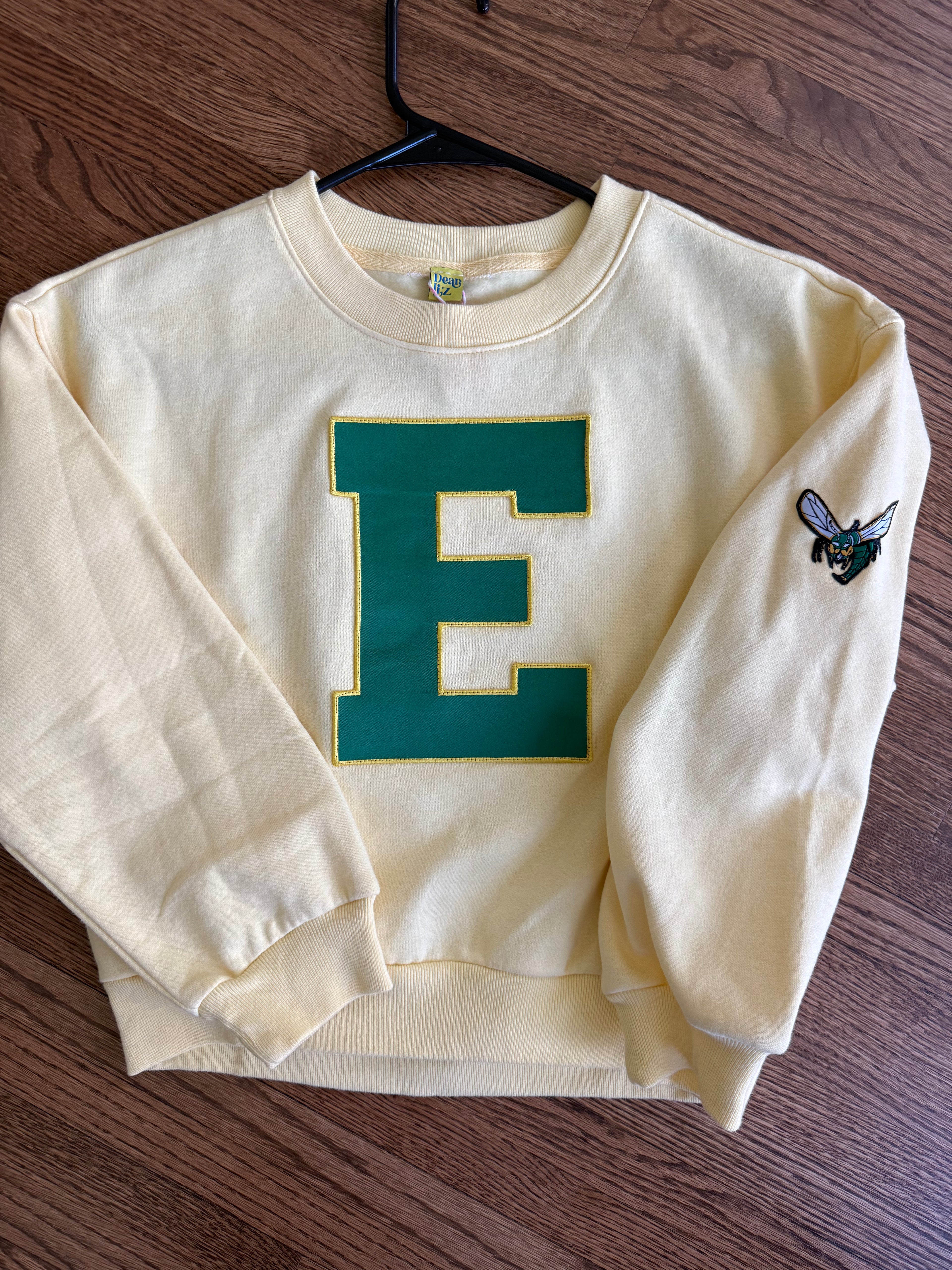 Youth Butter Yellow Big E Crewneck