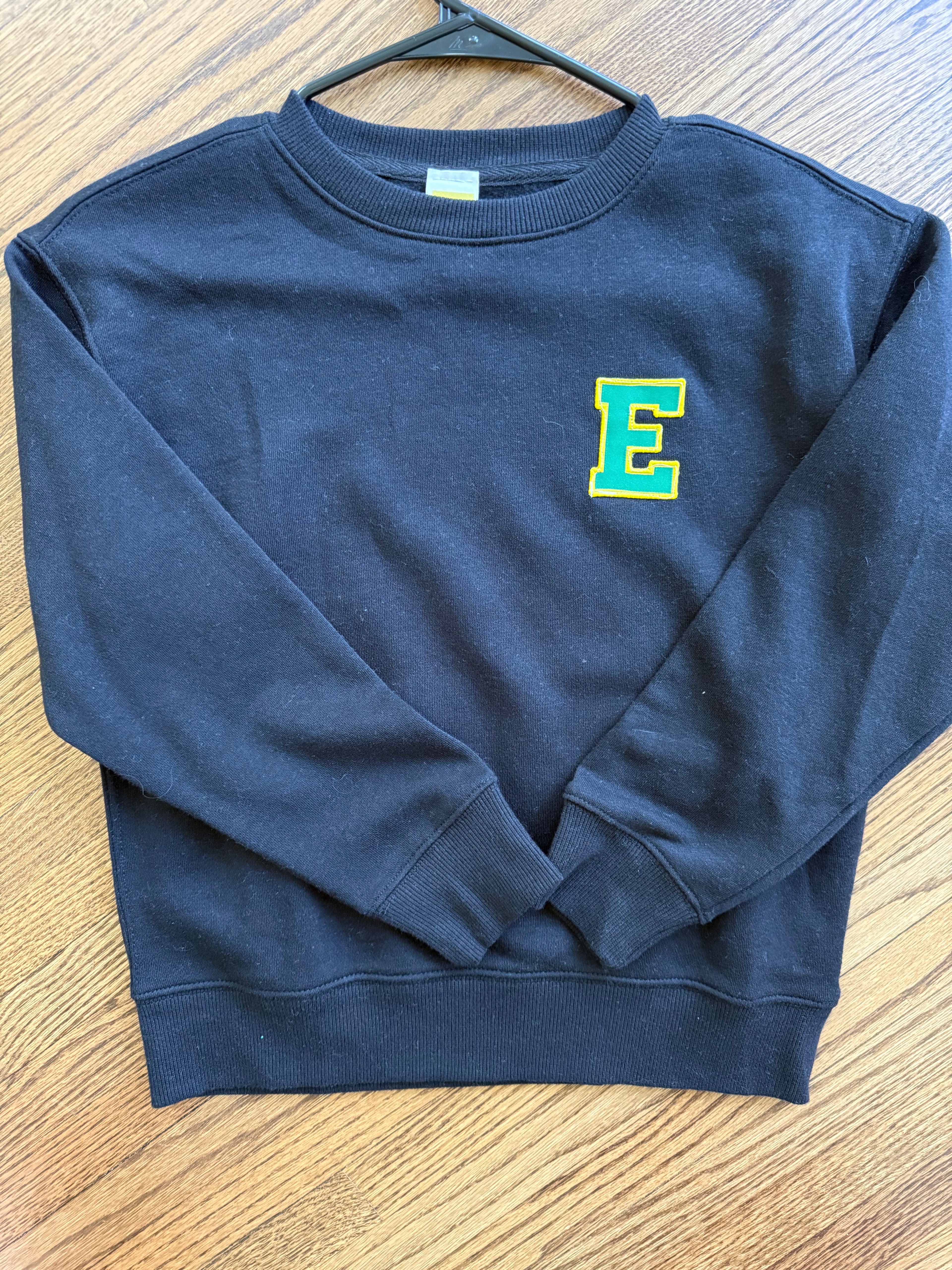 Youth Simple Black E Crewneck