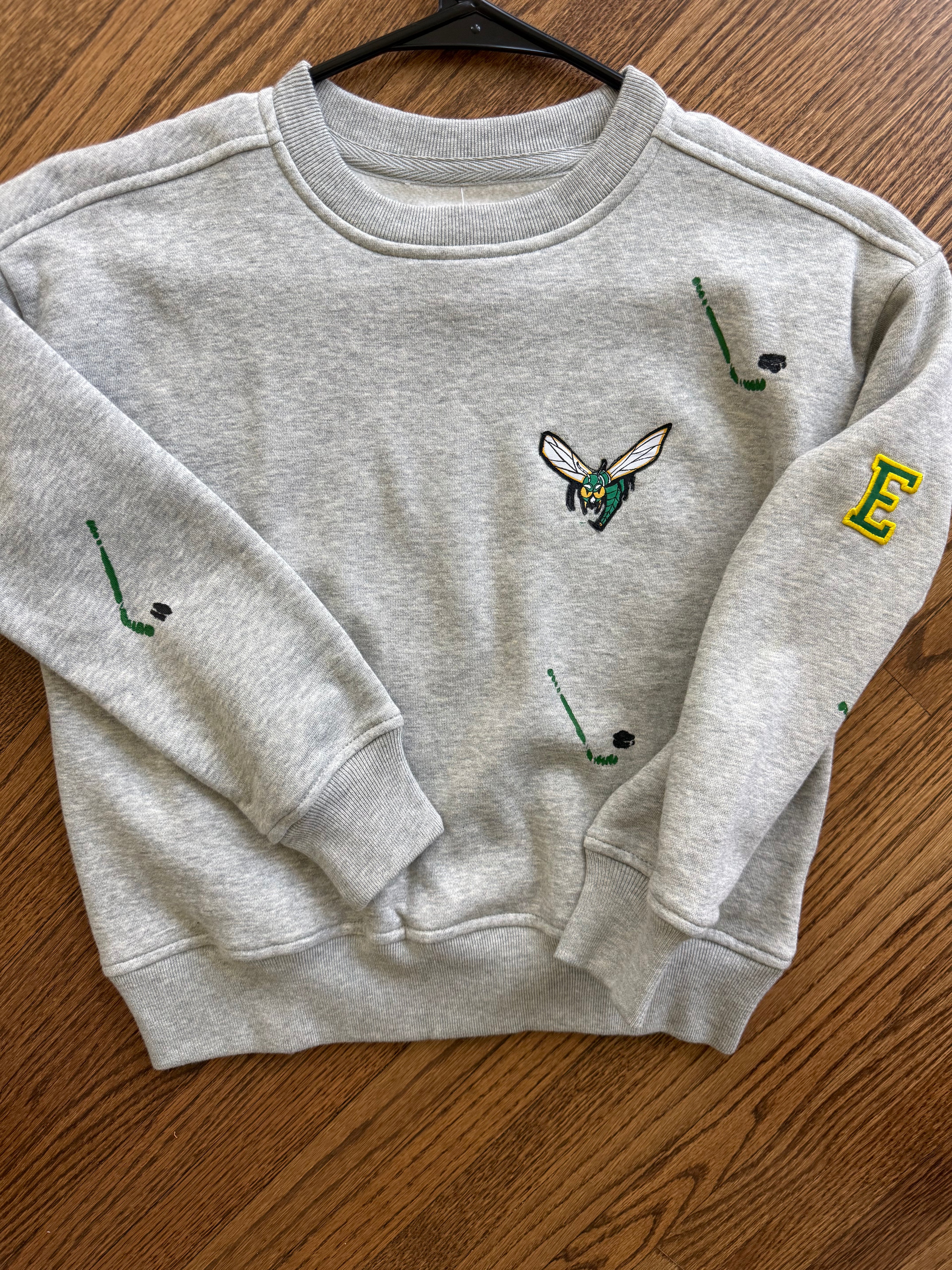 Youth Hand Painted Hockey Crewneck