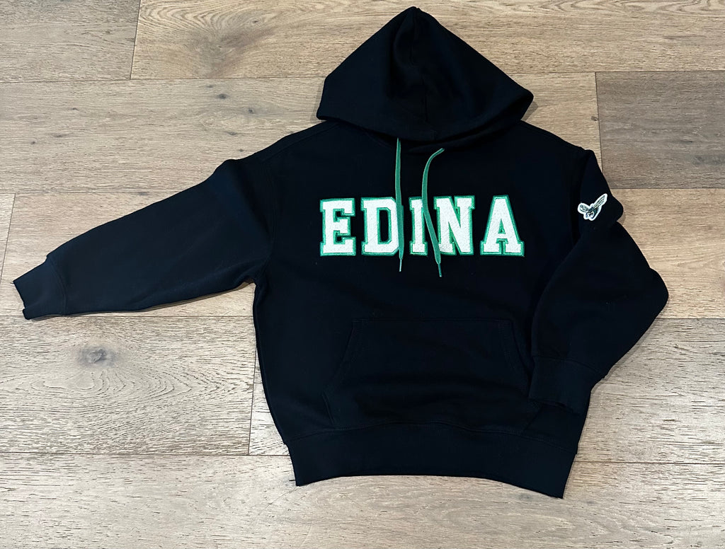 Youth Edina Black Hoodie w/ Green String