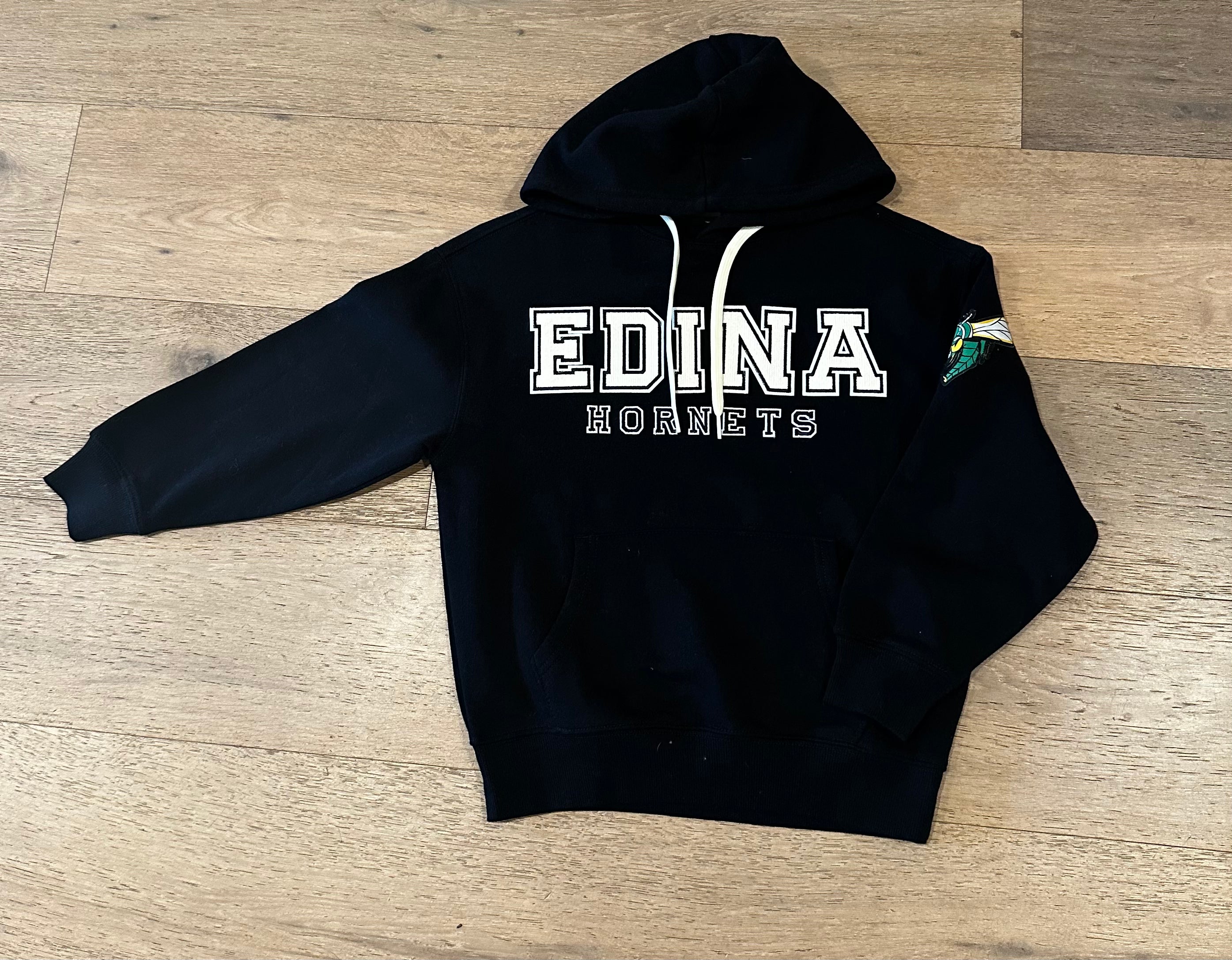 Edina Youth Black Hoodie w/ Cream Letters