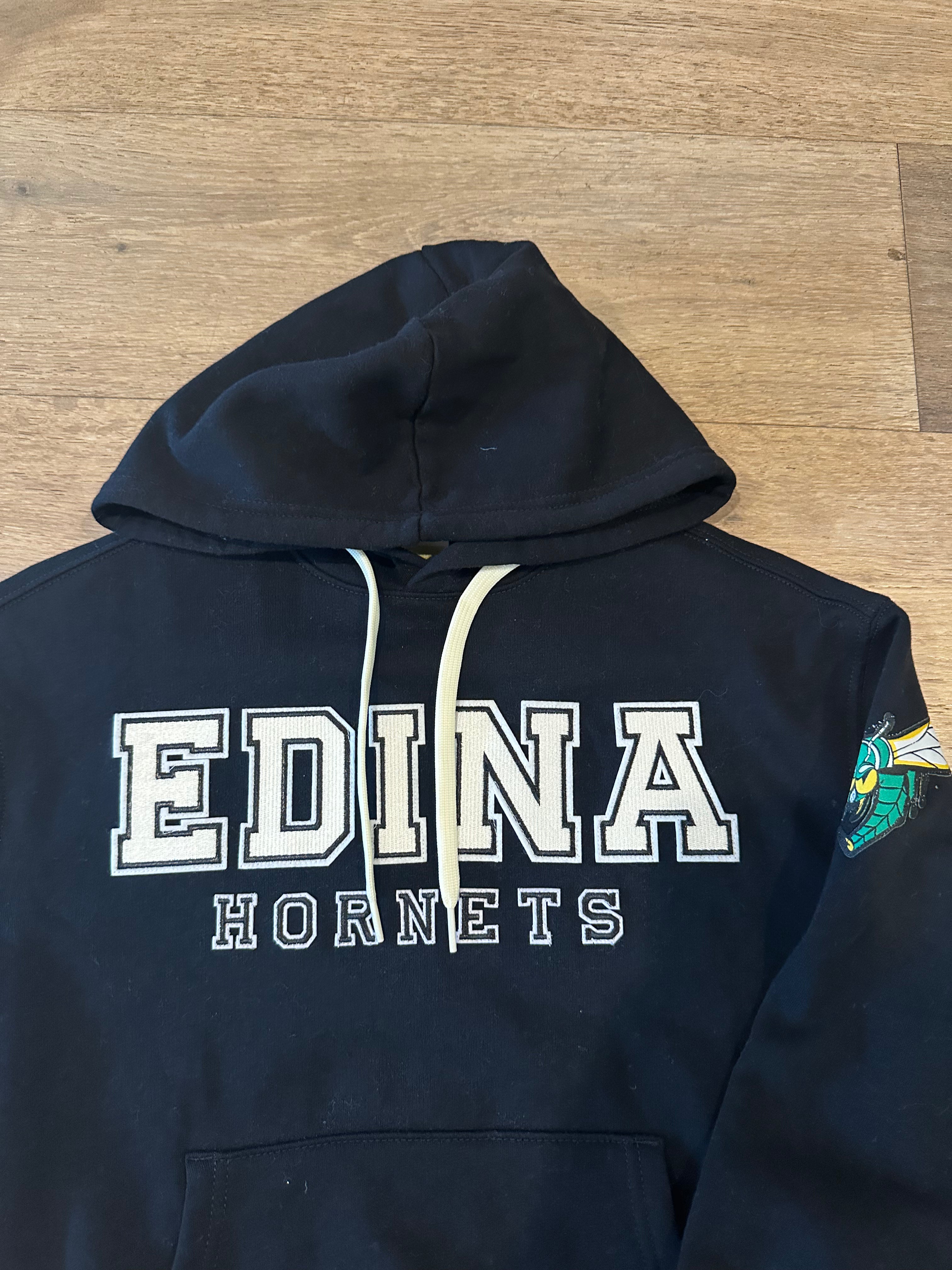 Edina Youth Black Hoodie w/ Cream Letters