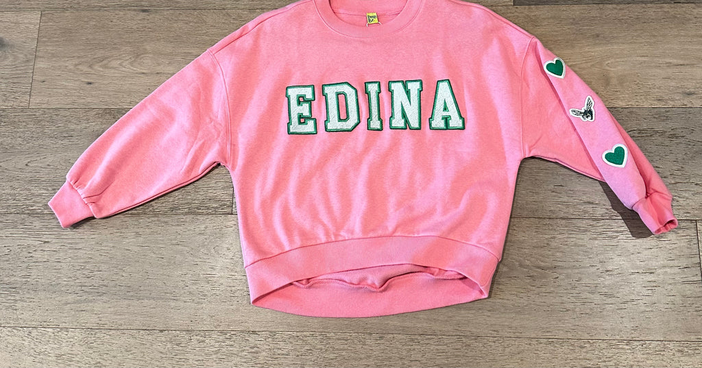 Edina Youth Pink hi-lo crew