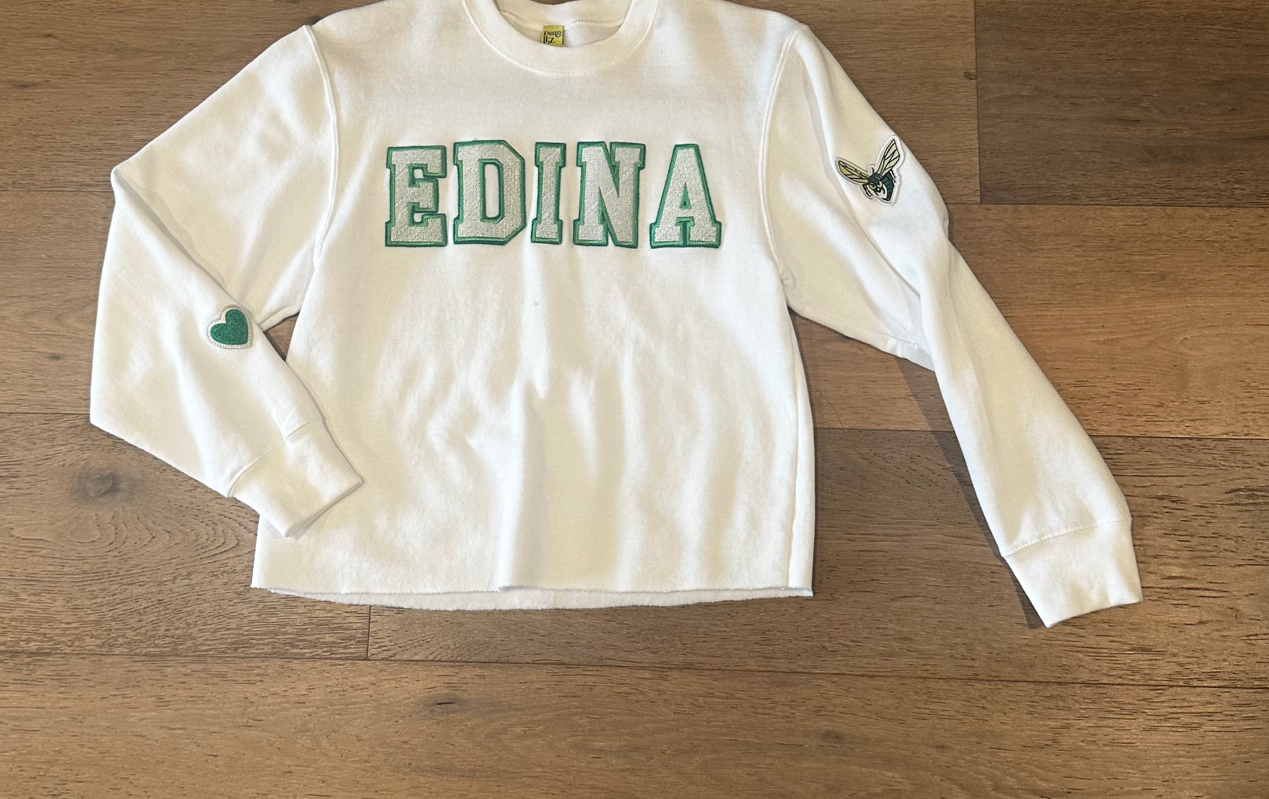Youth Edina White Crop Crew