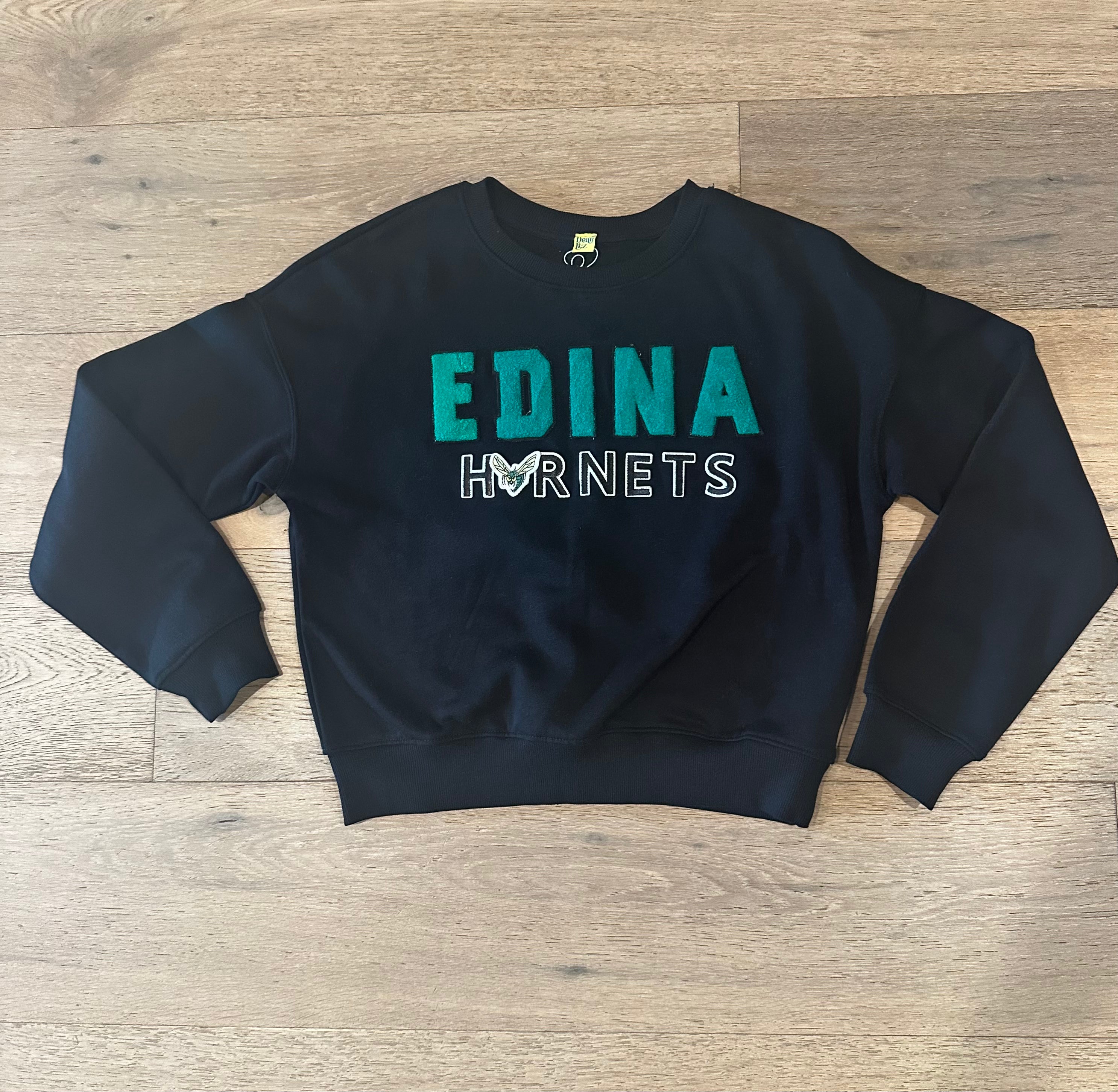 Edina Youth Black Chenille Crew
