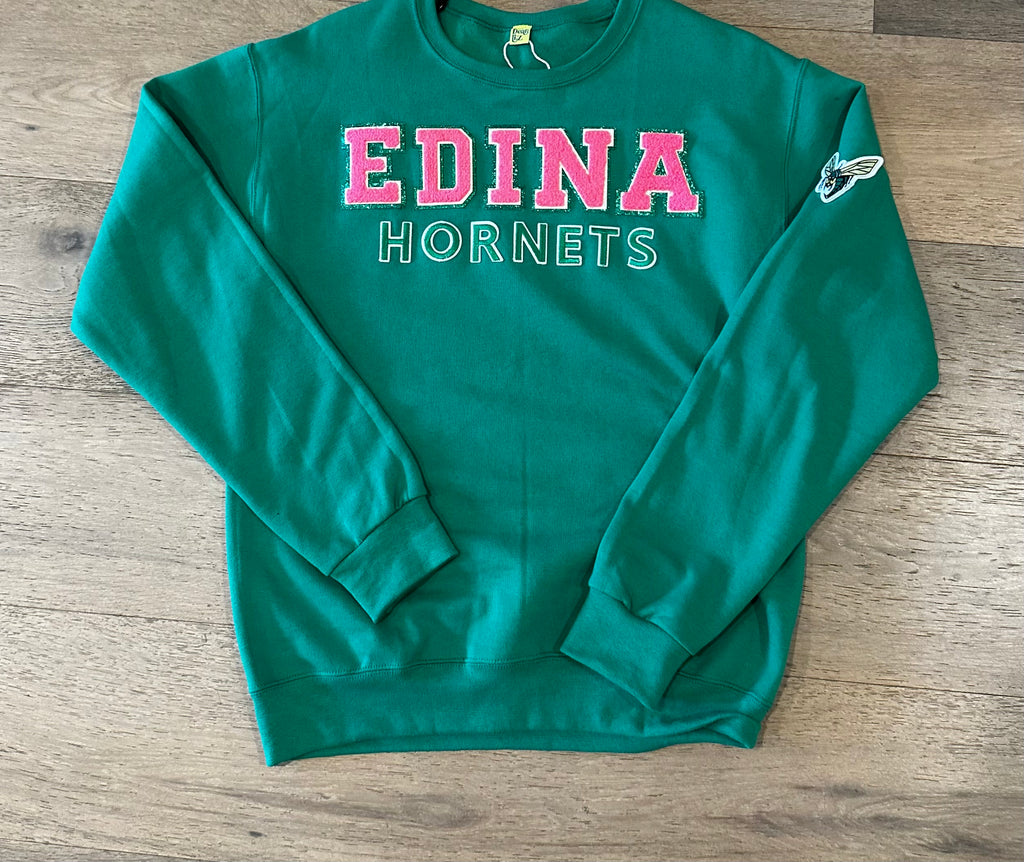Edina Adult Pink Letter Crew