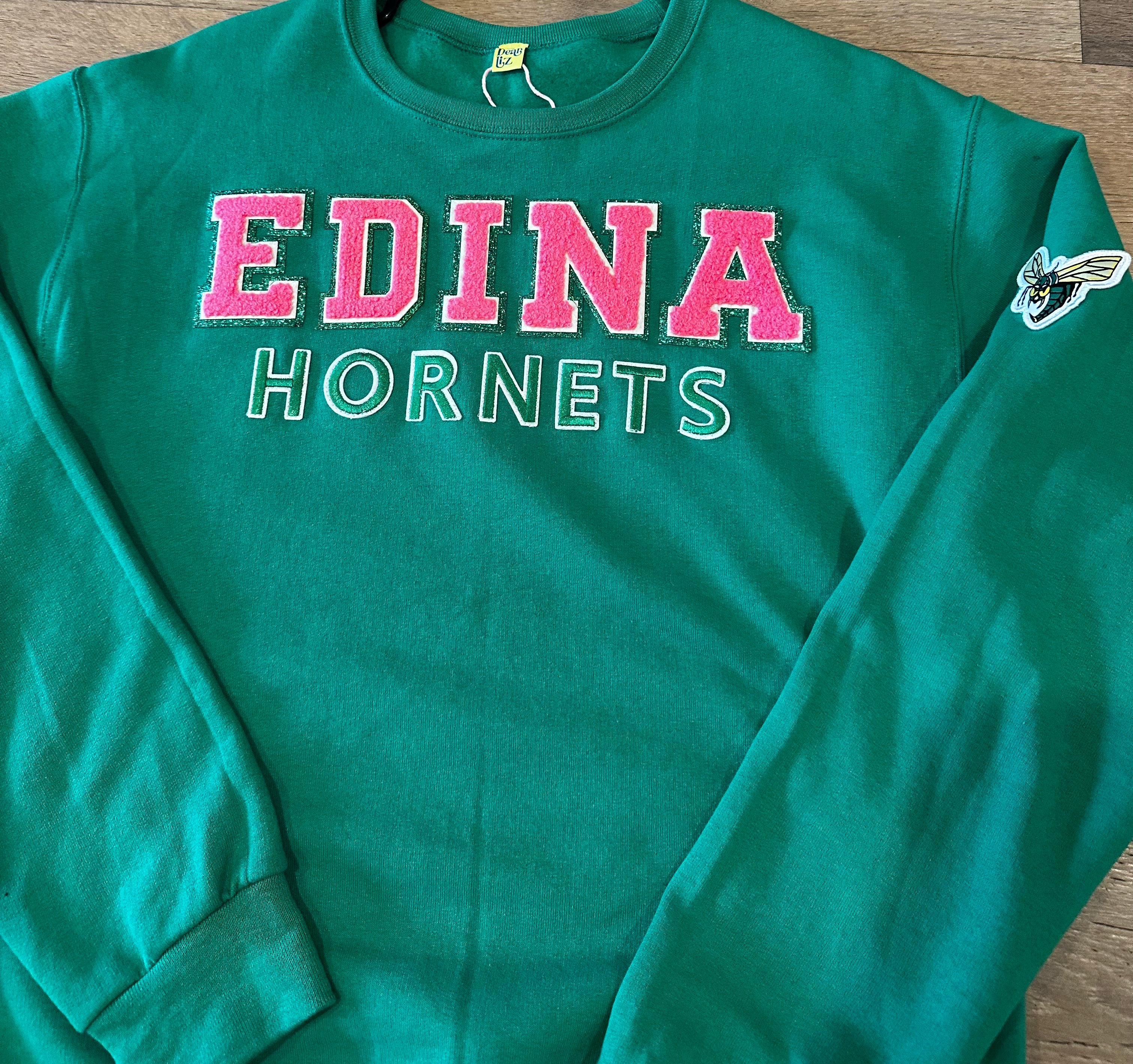 Edina Adult Pink Letter Crew