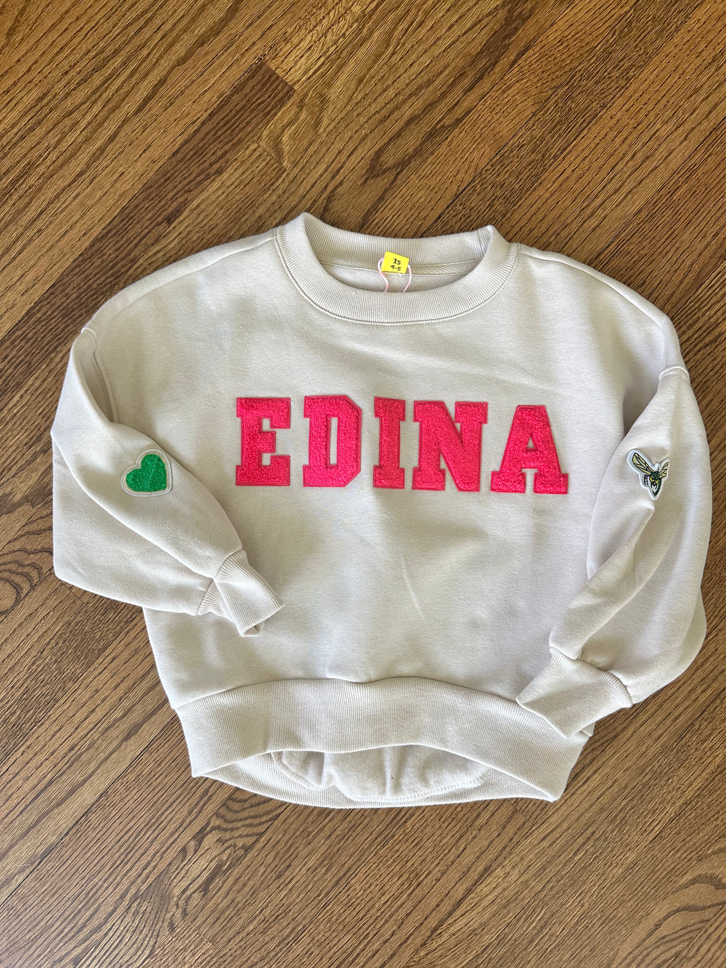 Youth Cream/Pink Edain Crewneck