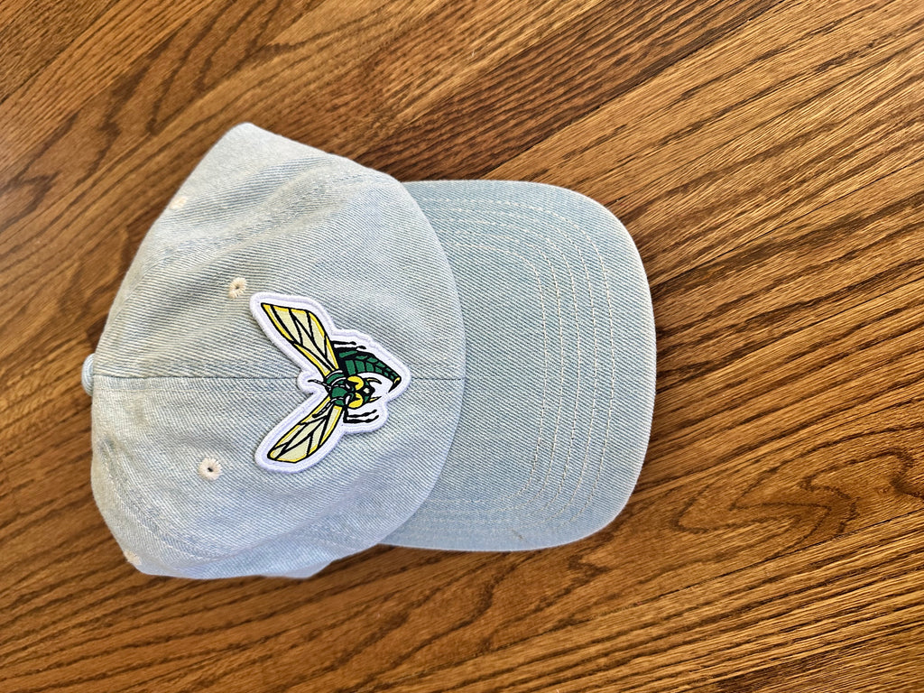 Denim Baseball Cap with Jeweled Bow