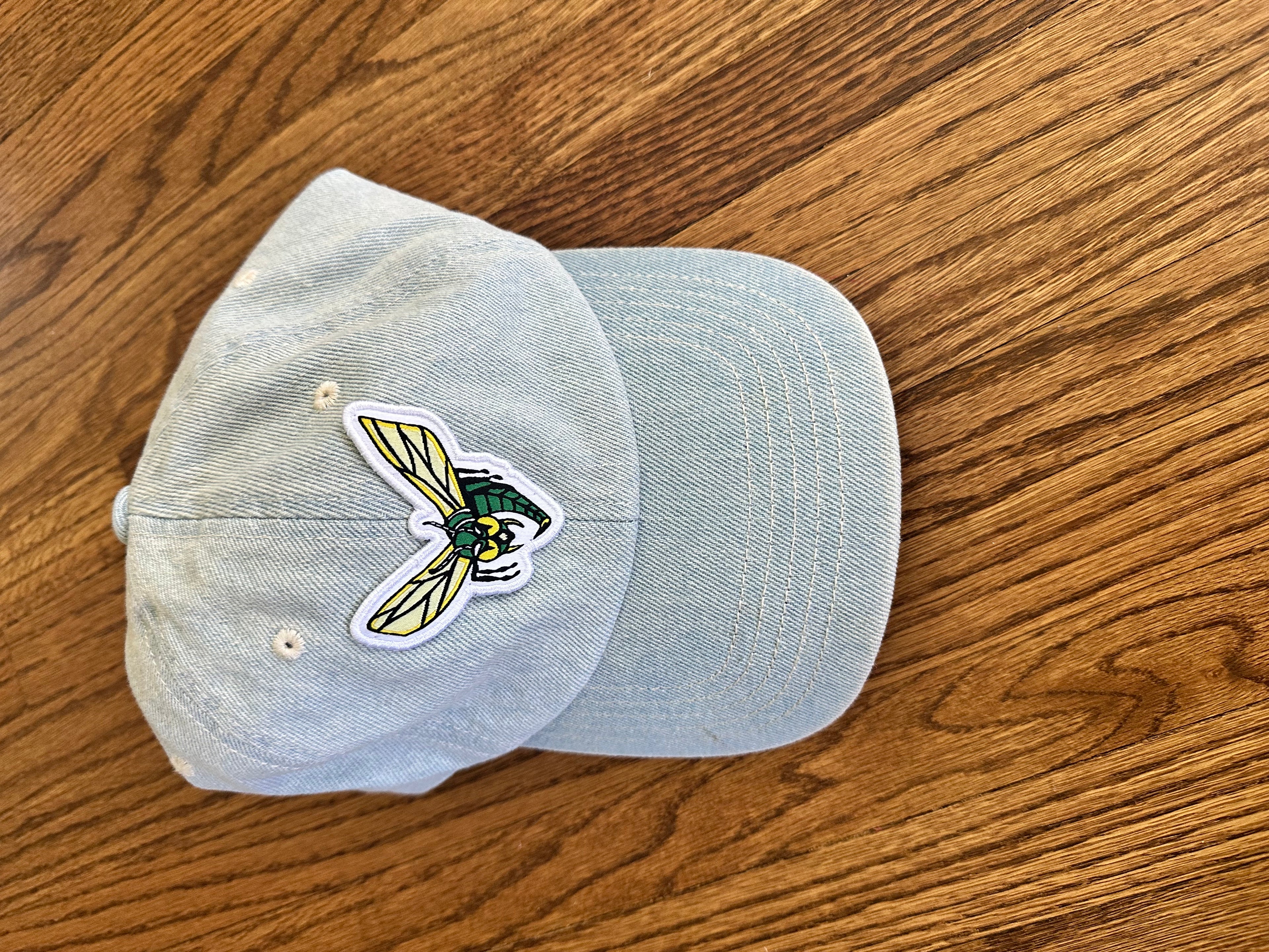 Denim Baseball Cap with Jeweled Bow